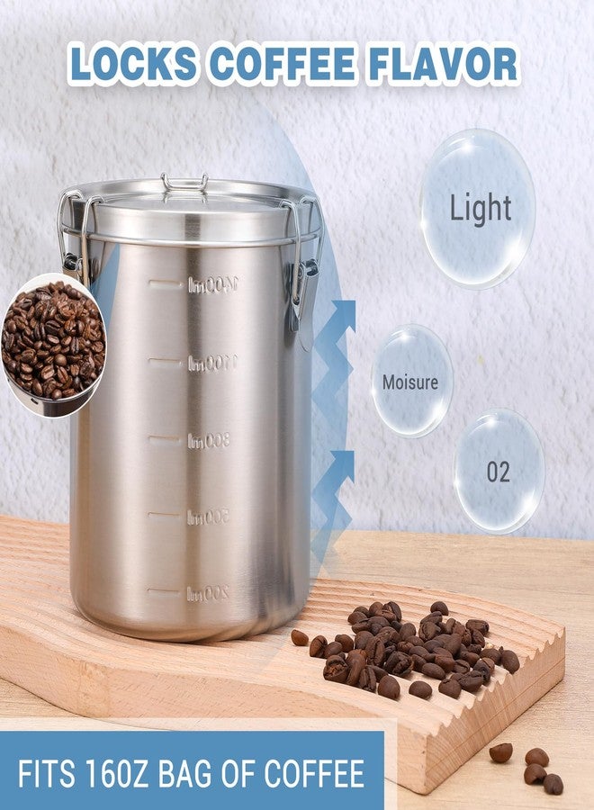 mekueeex Stainless Steel Coffee Canister for Ground Coffee | 100% Airtight Metal Food Storage Container with Lid Sealed - Keep CoffeeS Beans, Sugar, Tea Fresh for Months (56 fl oz) - Image 3